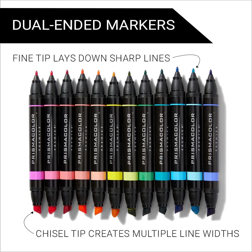 Prismacolor Premier Double-Ended Art Markers, Fine and Chisel Tip, Manga Colors, 12 Pack - Image 2